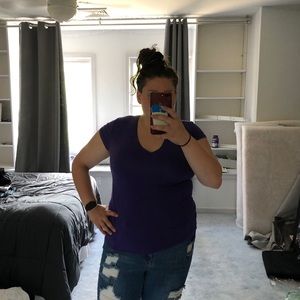 TAHARI PURPLE SHORT SLEEVE TOP